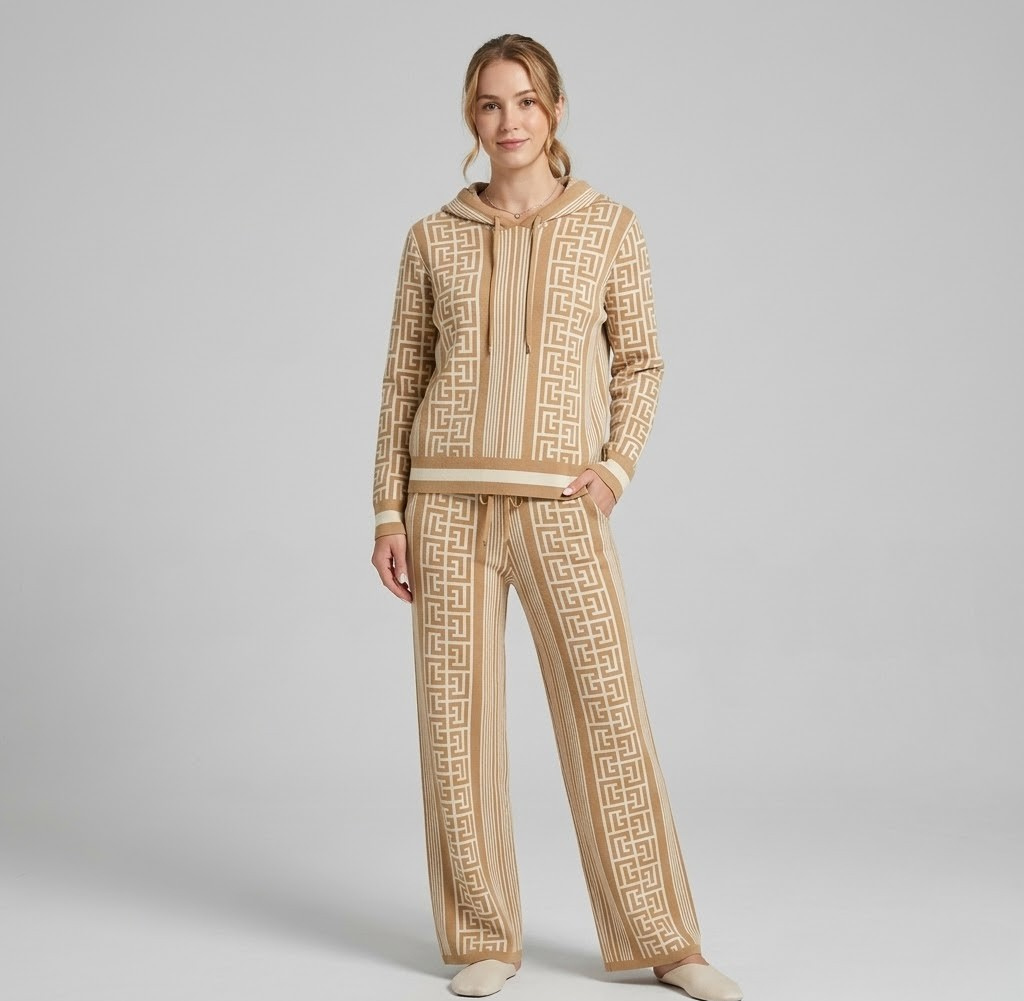 Covernorth Geometric Wool Hoodie and Wide-Leg Set