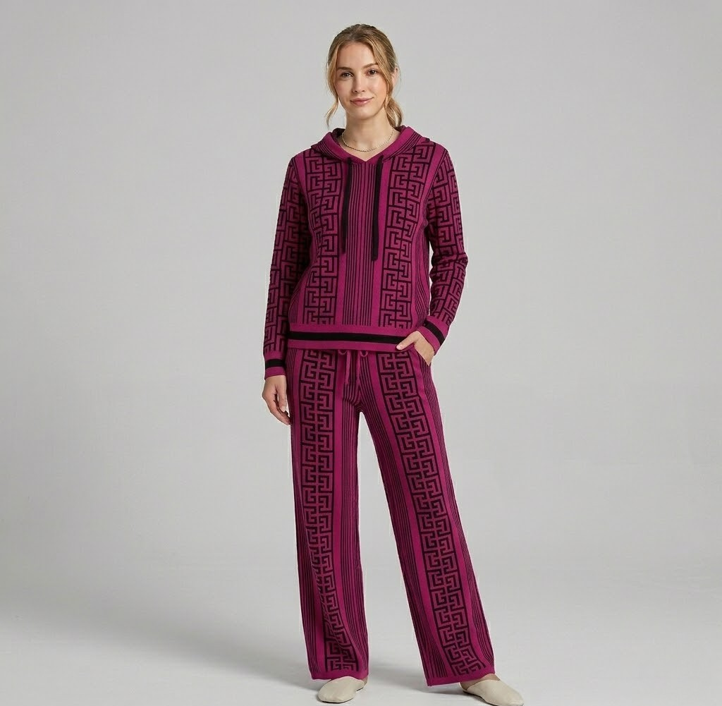 Covernorth Geometric Wool Hoodie and Wide-Leg Set