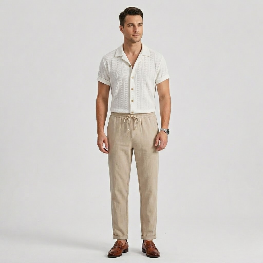 Covernorth Men's Short Sleeve Shirt and Drawstring Trousers Set