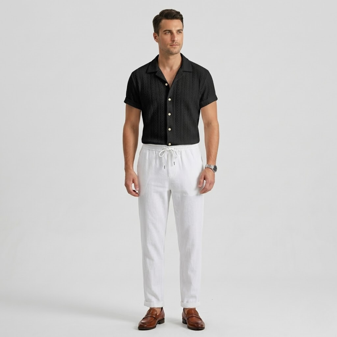 Covernorth Men's Short Sleeve Shirt and Drawstring Trousers Set