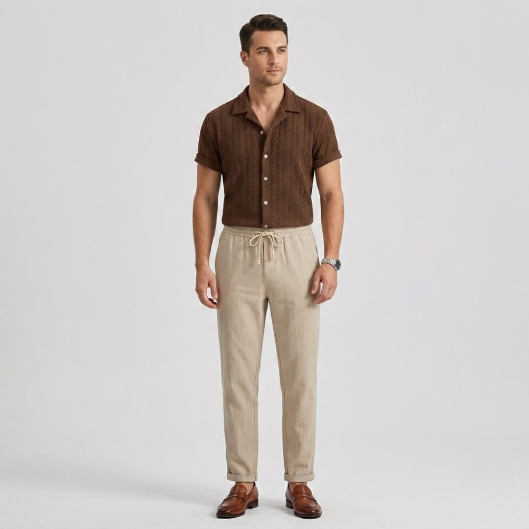 Covernorth Men's Short Sleeve Shirt and Drawstring Trousers Set