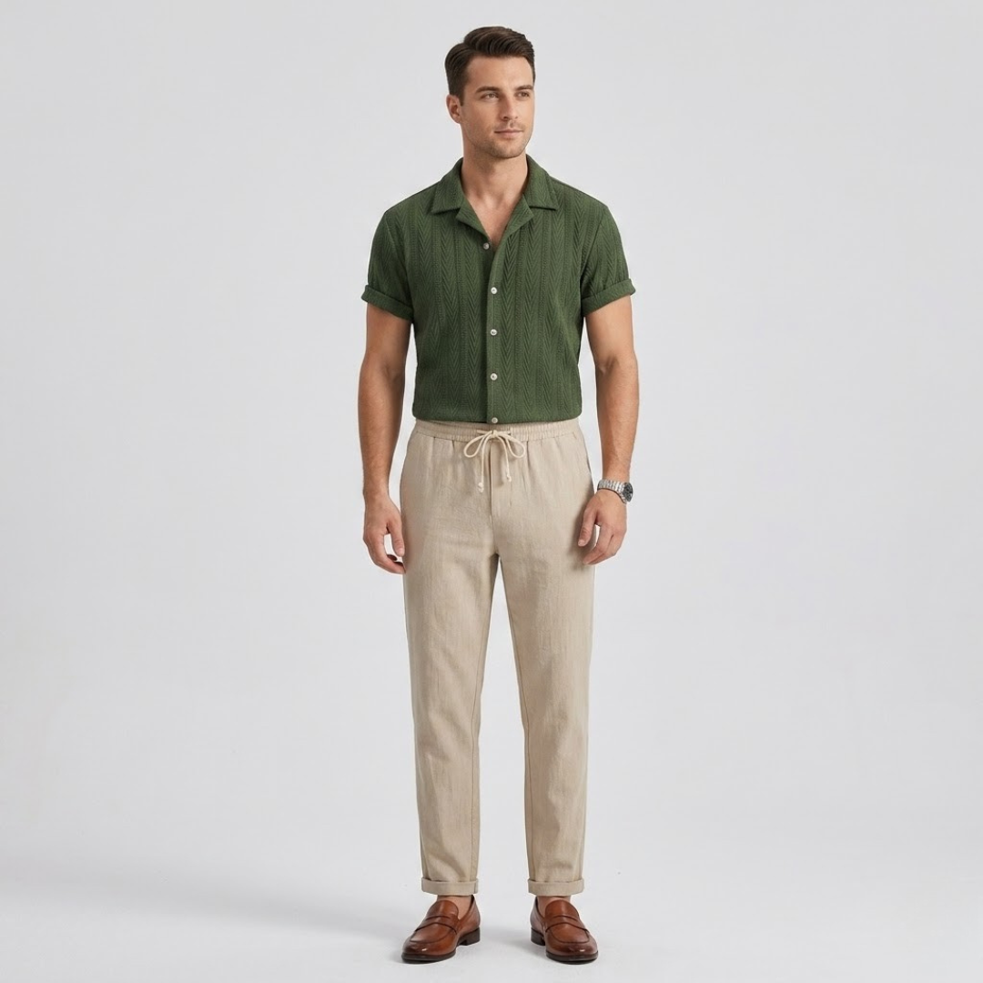 Covernorth Men's Short Sleeve Shirt and Drawstring Trousers Set