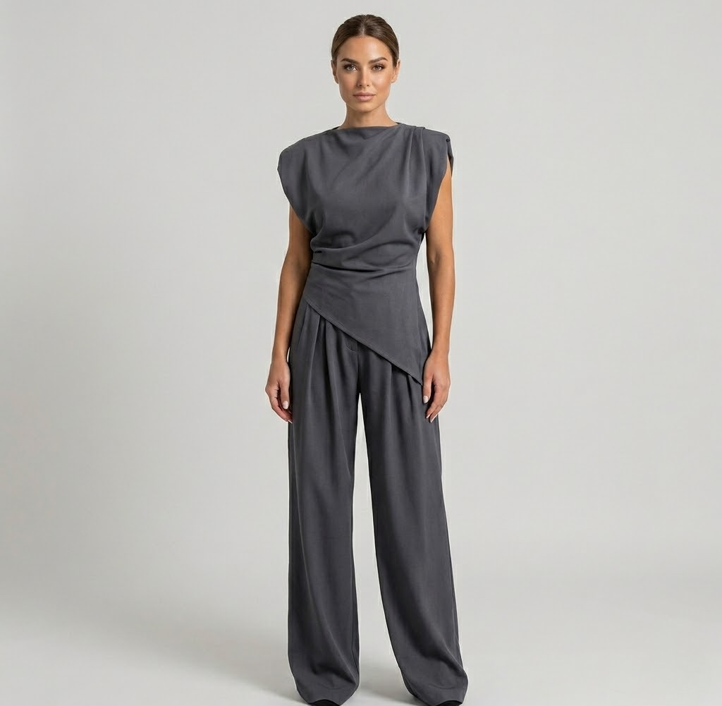 Covernorth Sleeveless Drape Top and Wide-Leg Set