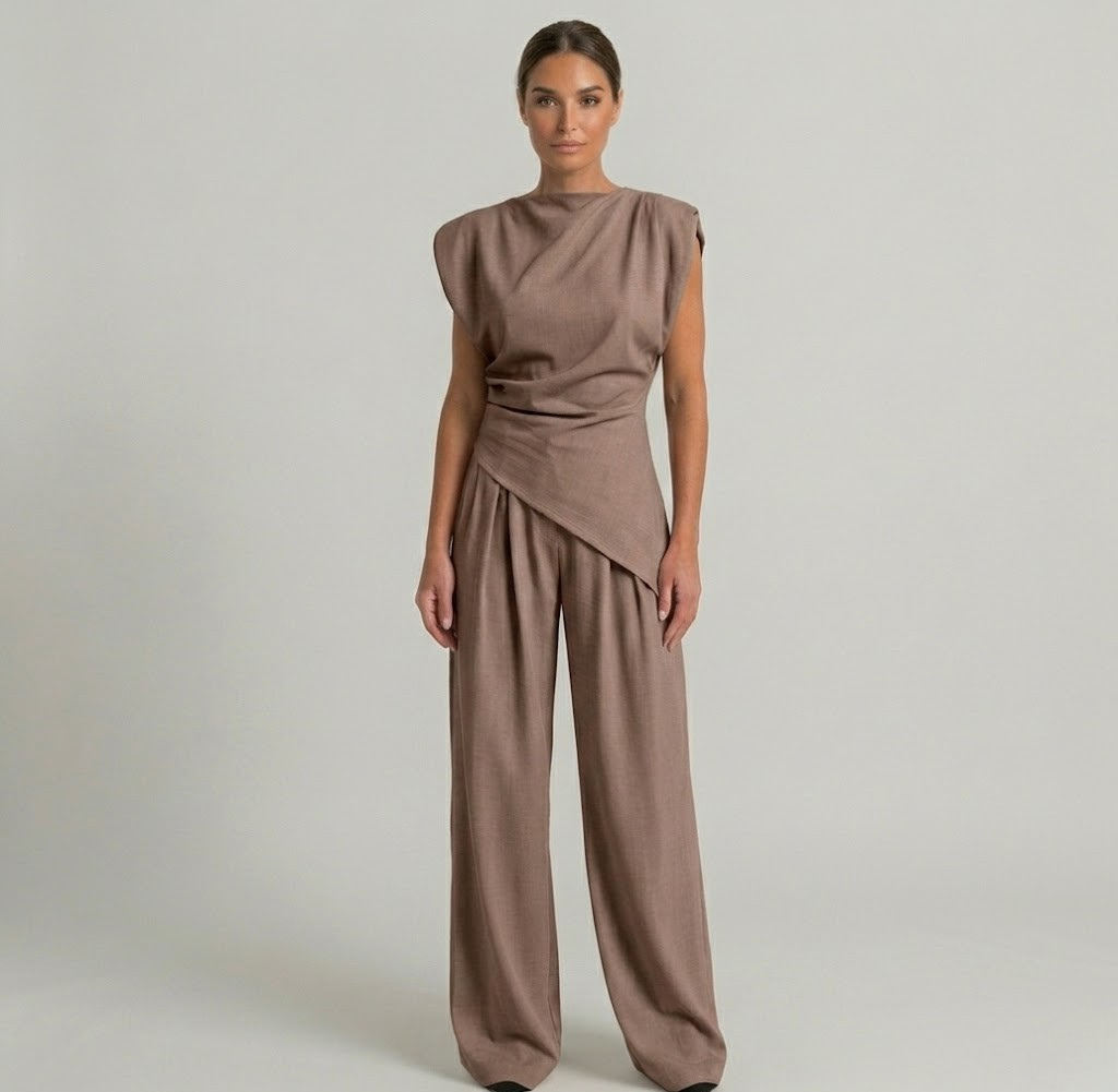 Covernorth Sleeveless Drape Top and Wide-Leg Set