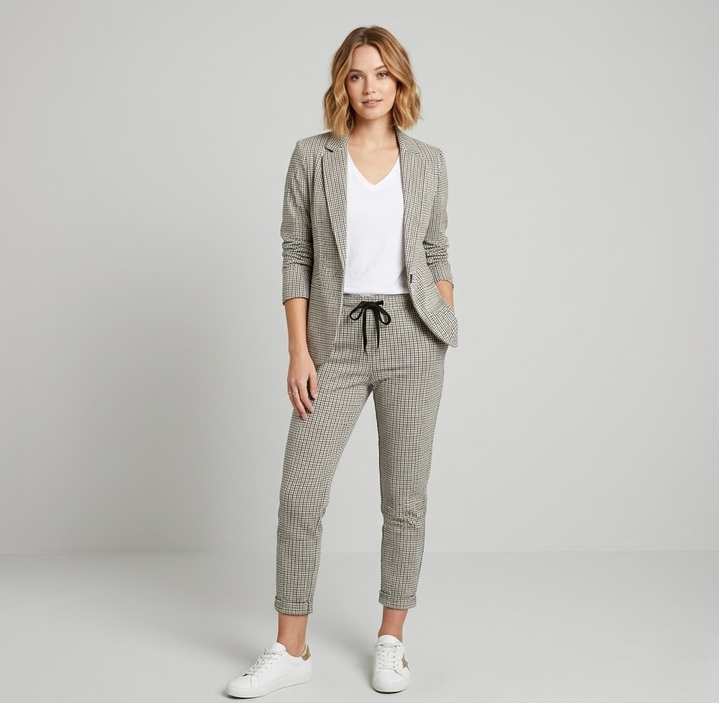 Covernorth Women’s 2-Piece Plaid Blazer and Trouser Suit Set