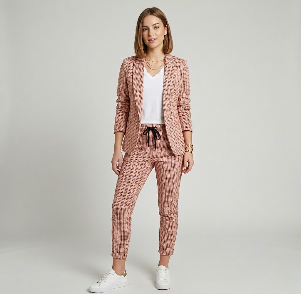 Covernorth Women’s 2-Piece Plaid Blazer and Trouser Suit Set