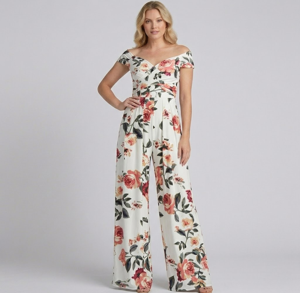 Covernorth Women’s Floral Off-Shoulder Wide-Leg Jumpsuit