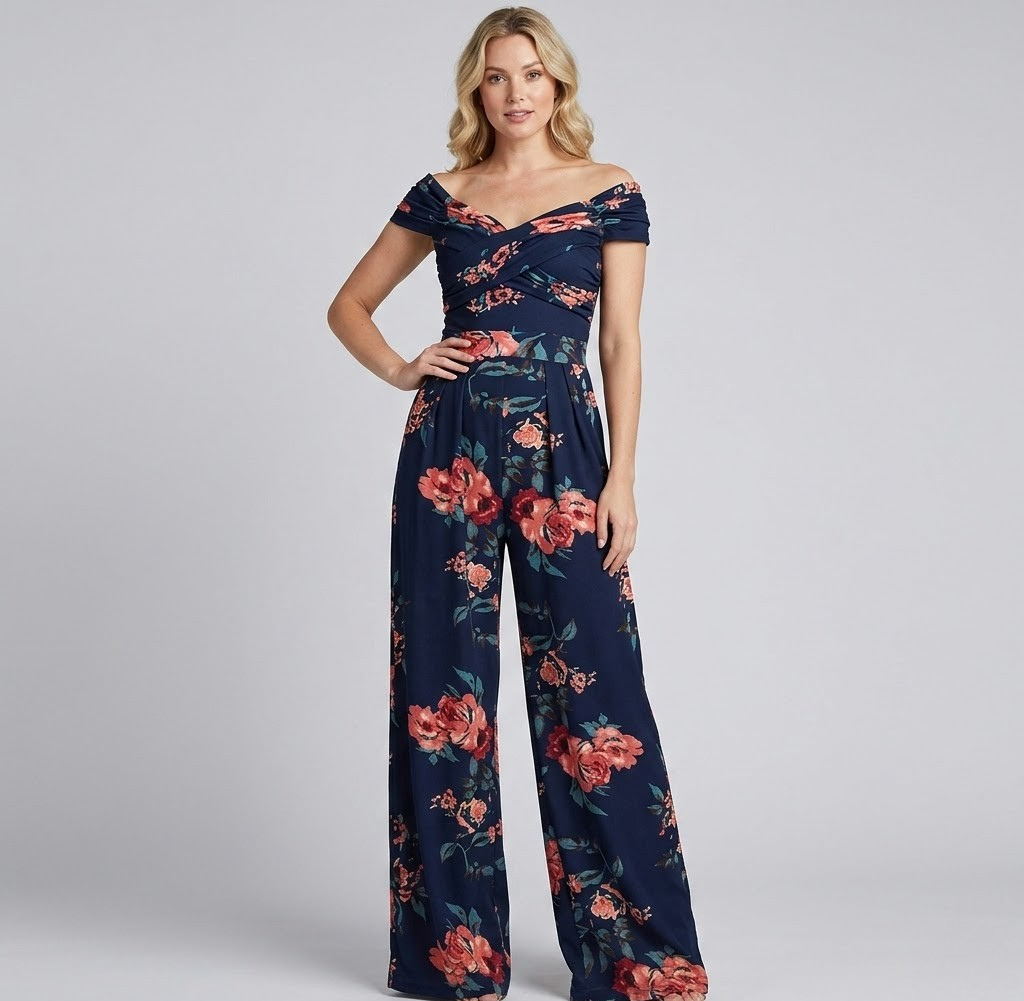 Covernorth Women’s Floral Off-Shoulder Wide-Leg Jumpsuit