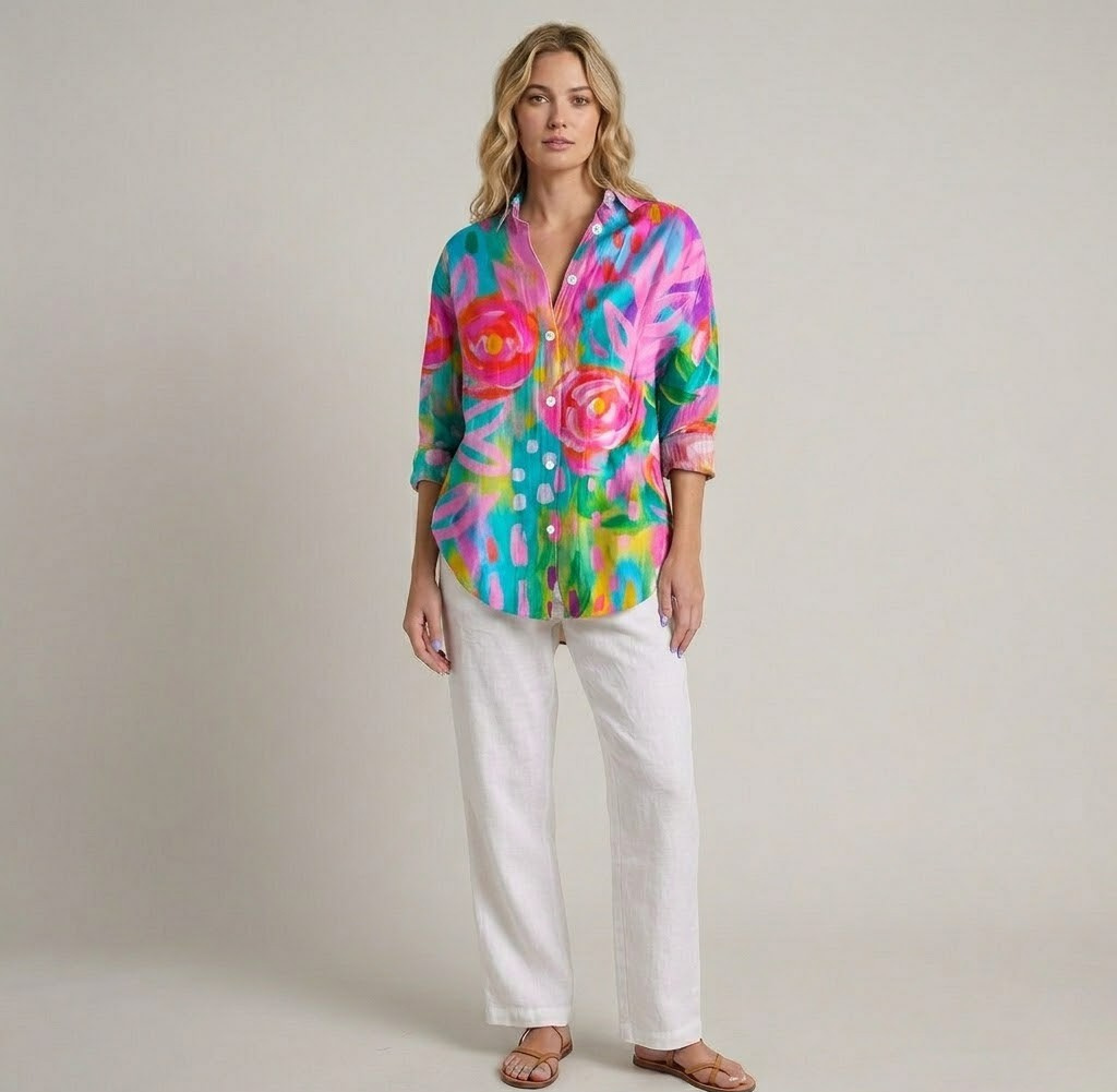 Covernorth Women’s Floral Print Button-Down Shirt