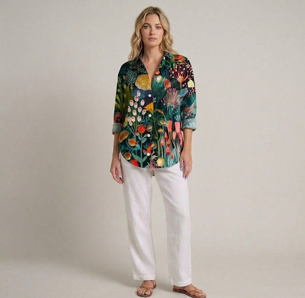 Covernorth Women’s Floral Print Button-Down Shirt