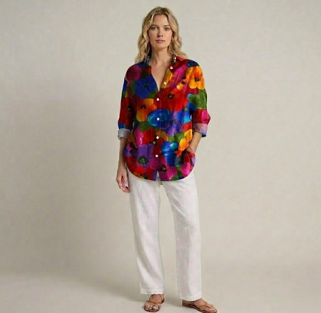 Covernorth Women’s Floral Print Button-Down Shirt