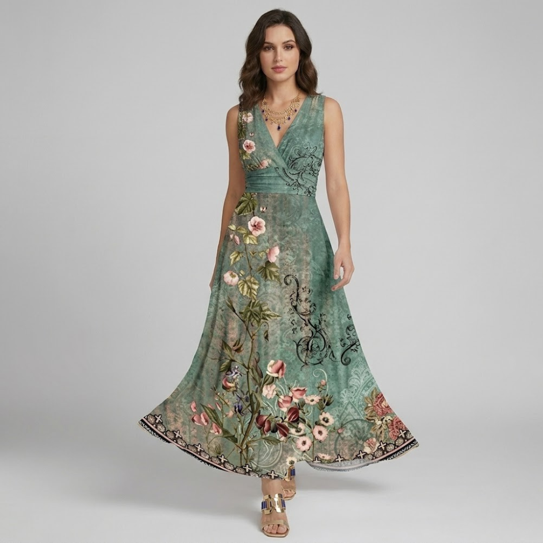 Covernorth Women's Floral Print V-Neck Maxi Dress