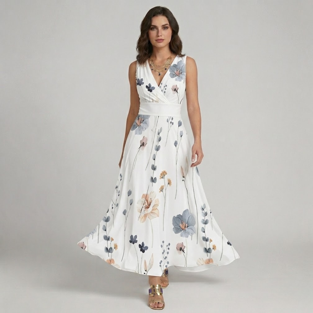 Covernorth Women's Floral Print V-Neck Maxi Dress