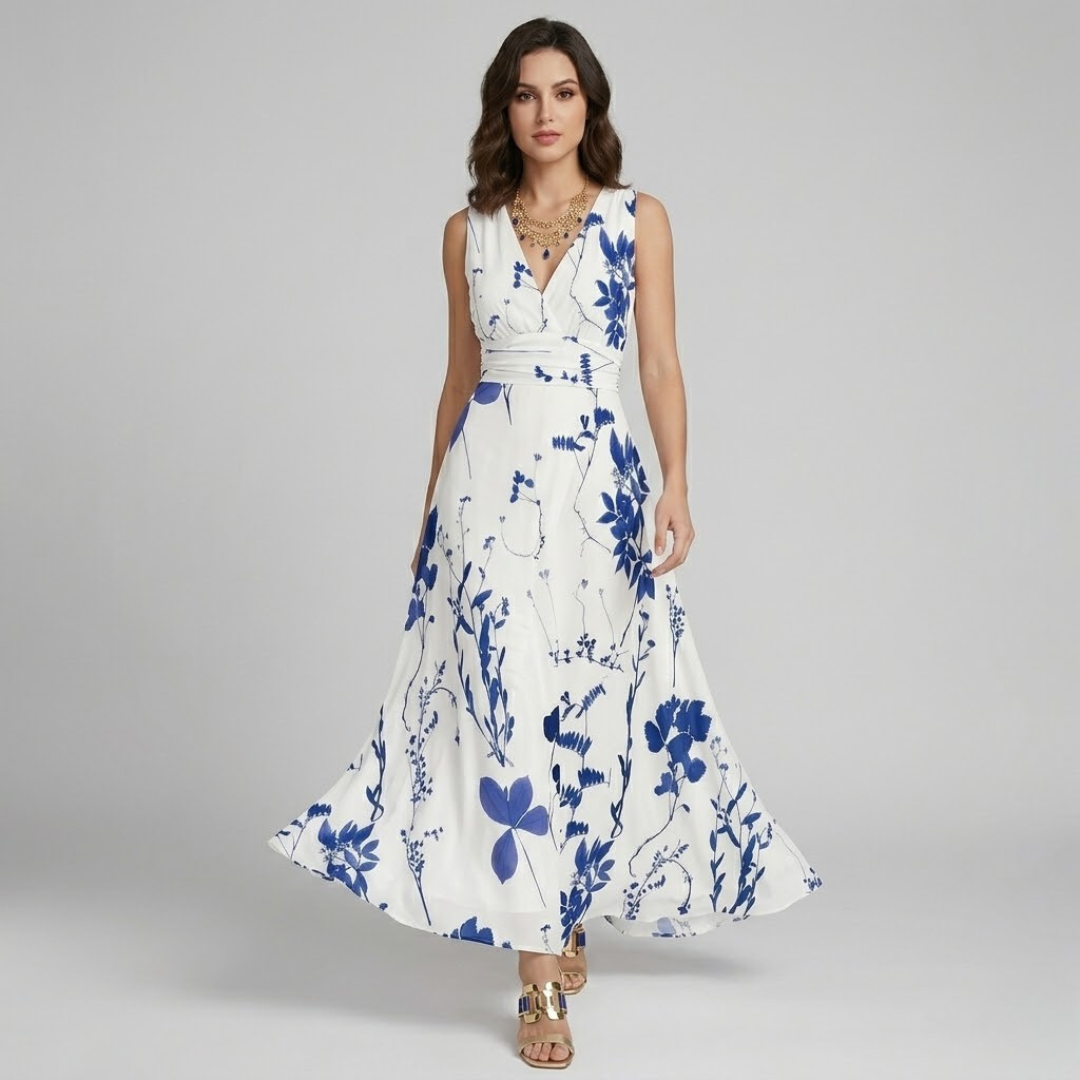 Covernorth Women's Floral Print V-Neck Maxi Dress
