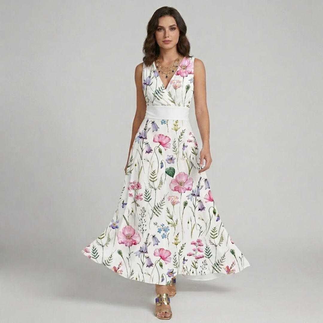 Covernorth Women's Floral Print V-Neck Maxi Dress
