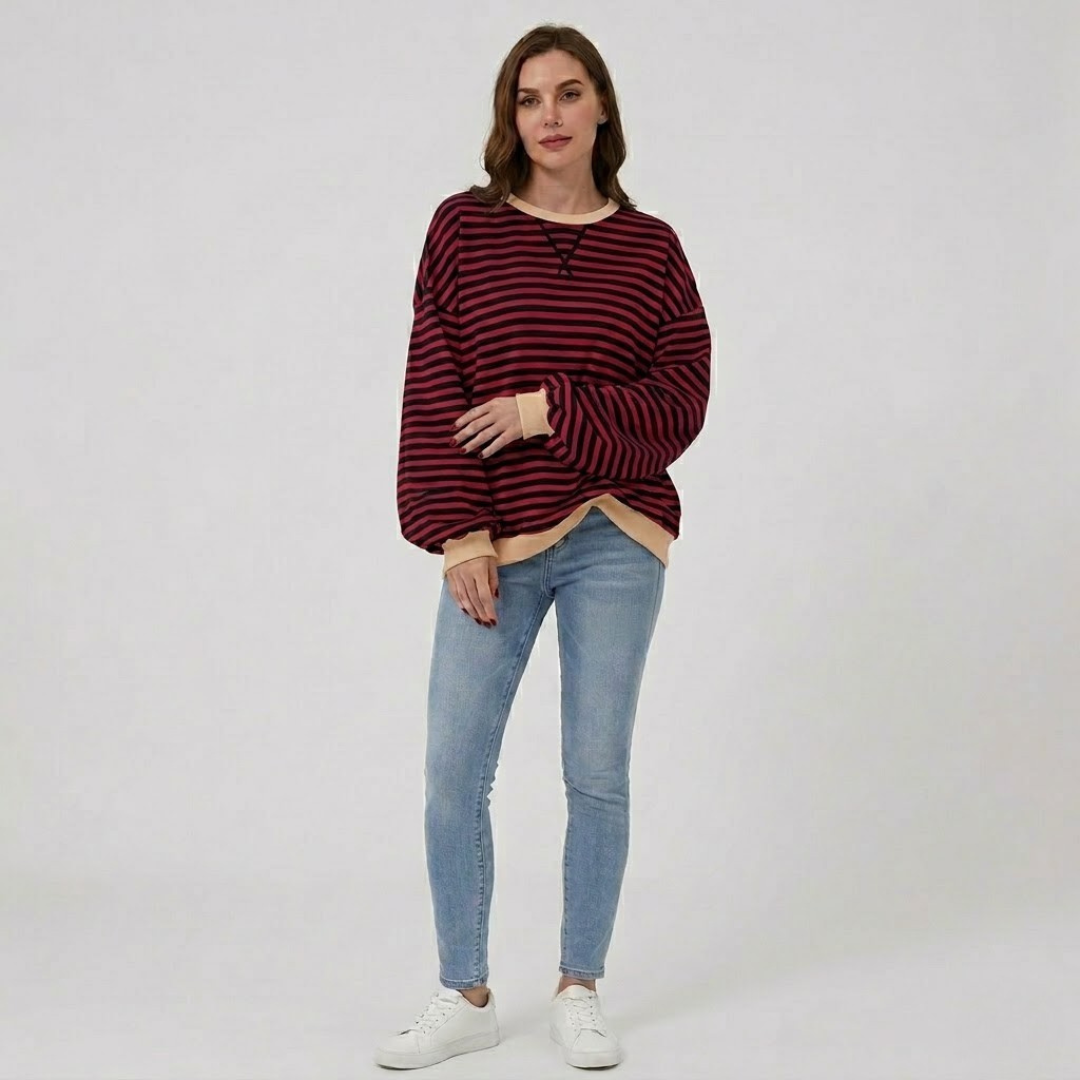 Covernorth Women's Oversized Striped Crewneck Sweatshirt