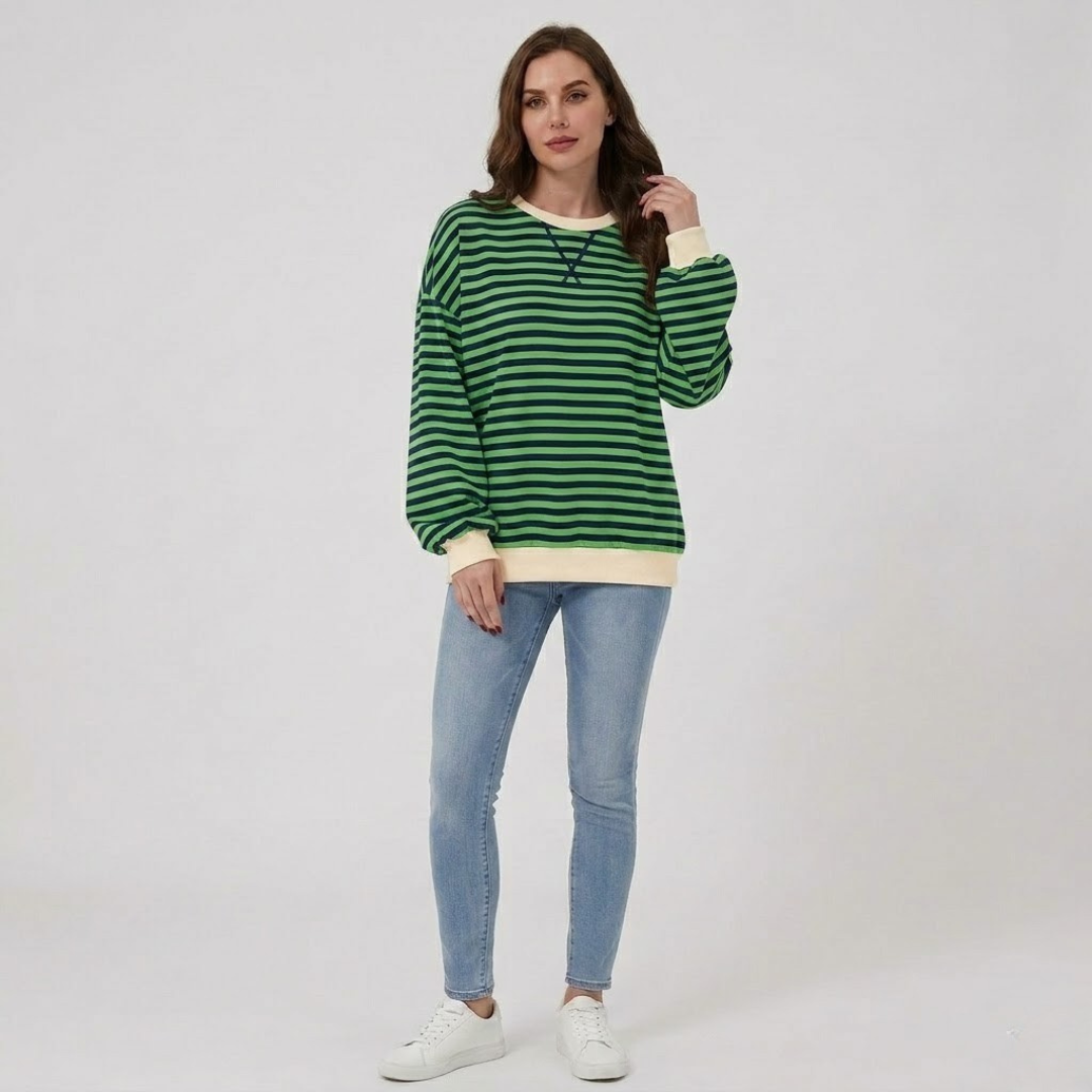 Covernorth Women's Oversized Striped Crewneck Sweatshirt