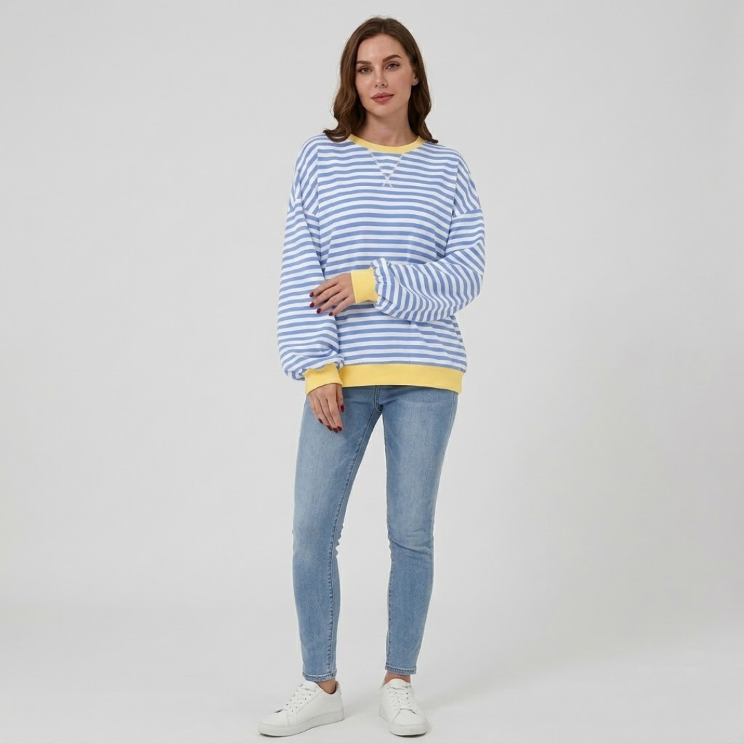 Covernorth Women's Oversized Striped Crewneck Sweatshirt