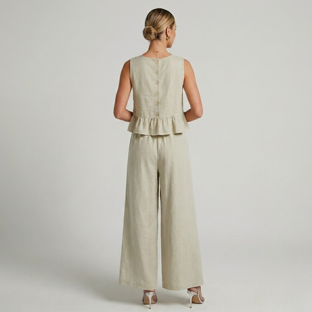 Covernorth Women's Ruffle Sleeveless Top and Wide Leg Pants Set