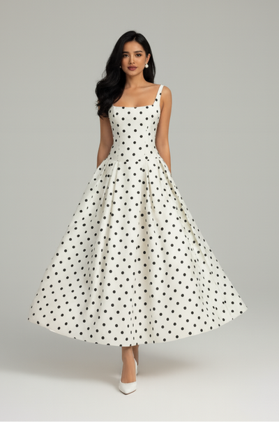 Covernorth Women's Polka Dot Square Neck Midi Dress