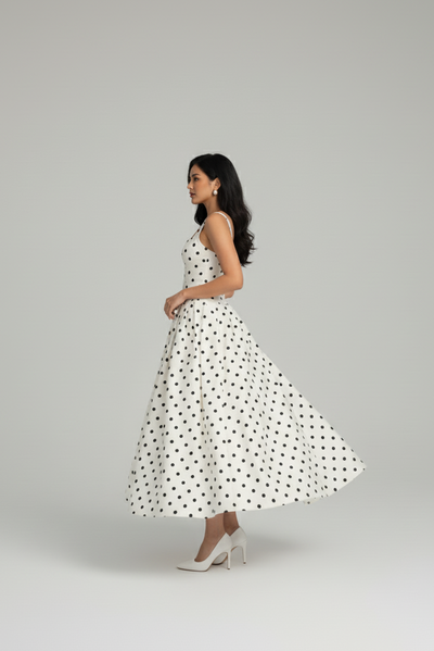 Covernorth Women's Polka Dot Square Neck Midi Dress