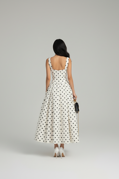 Covernorth Women's Polka Dot Square Neck Midi Dress