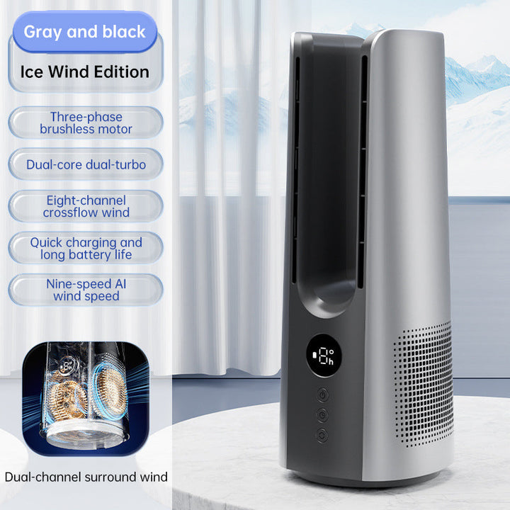 Ice Mist Portable Tower Fan │ Cooling, Bladeless, Quiet │ Bedroom & Office