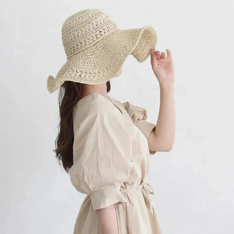 Woven Straw Sun Hat │ Floppy Wide Brim, UV Sun Protection │ Beach & Travel