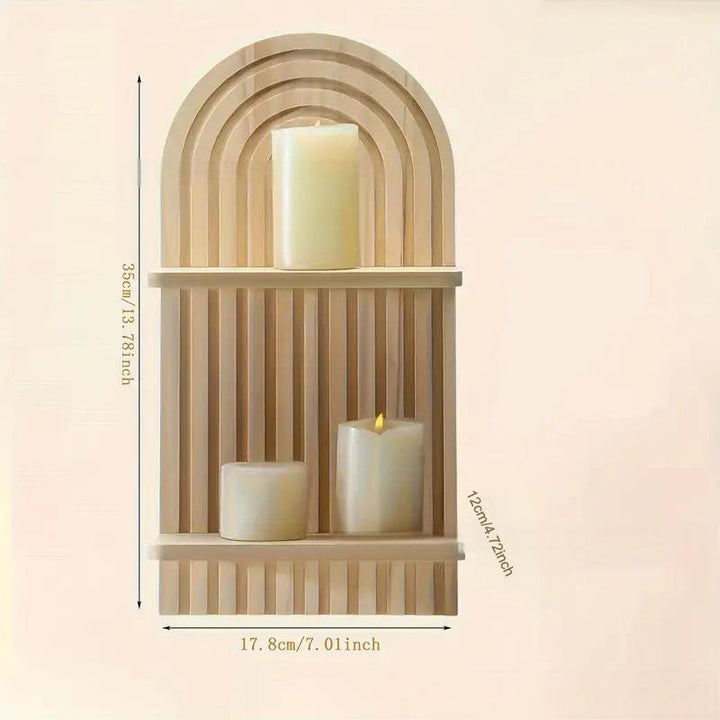 Arch Wall Candle Holder | Fluted Wooden Sconce | Living Room | Beige