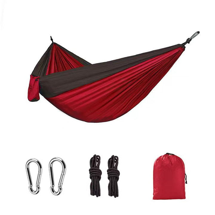 Color-Blocked Nylon Camping Hammock | 300kg Capacity & Straps | Outdoor & Yard