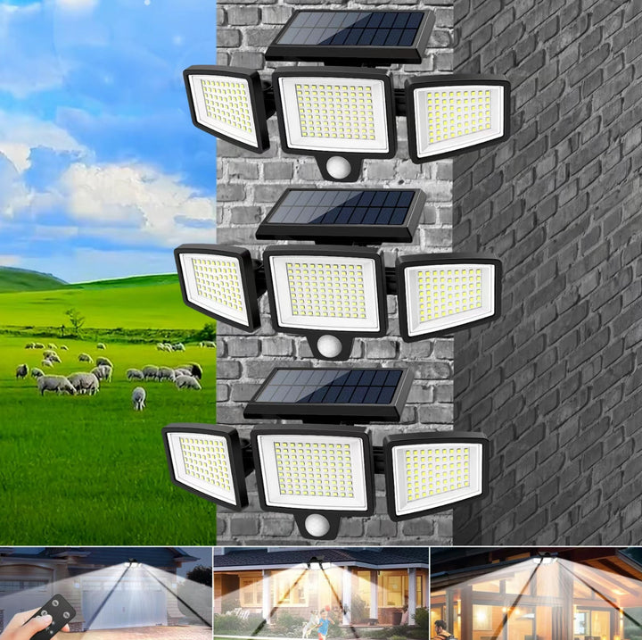 Solar LED Motion Sensor Flood Light Ultra-Bright Outdoor Security Lamp