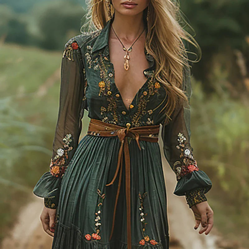 Covernorth Women's Embroidered Boho Maxi Dress