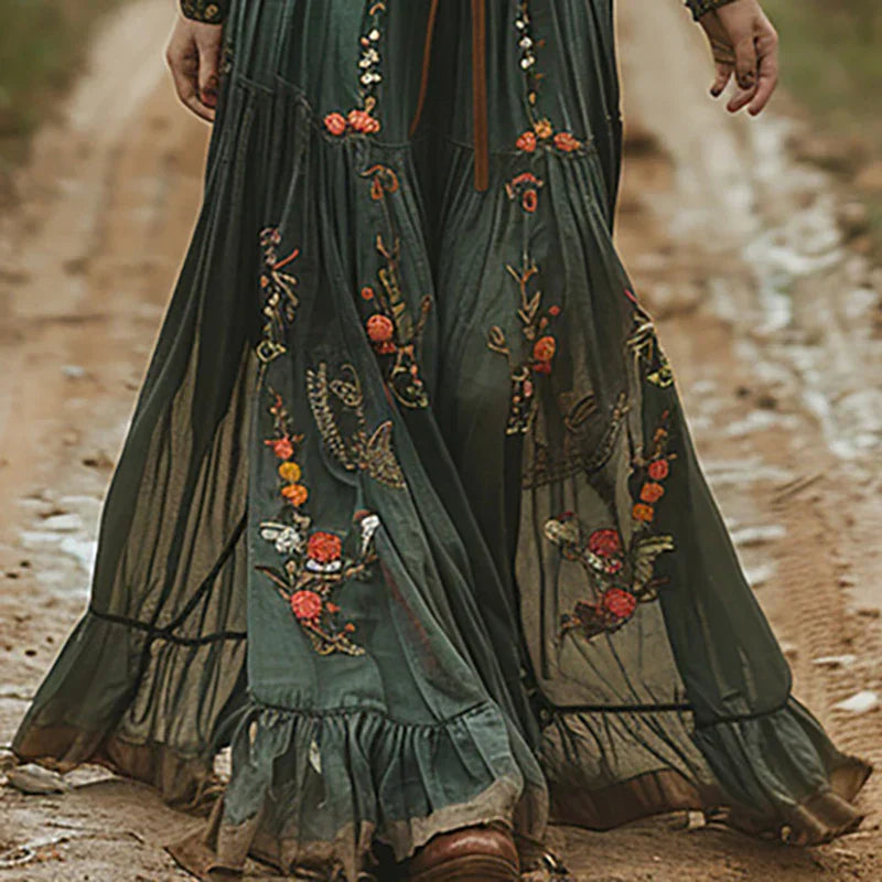 Women's Embroidered Bohemian Maxi Dress