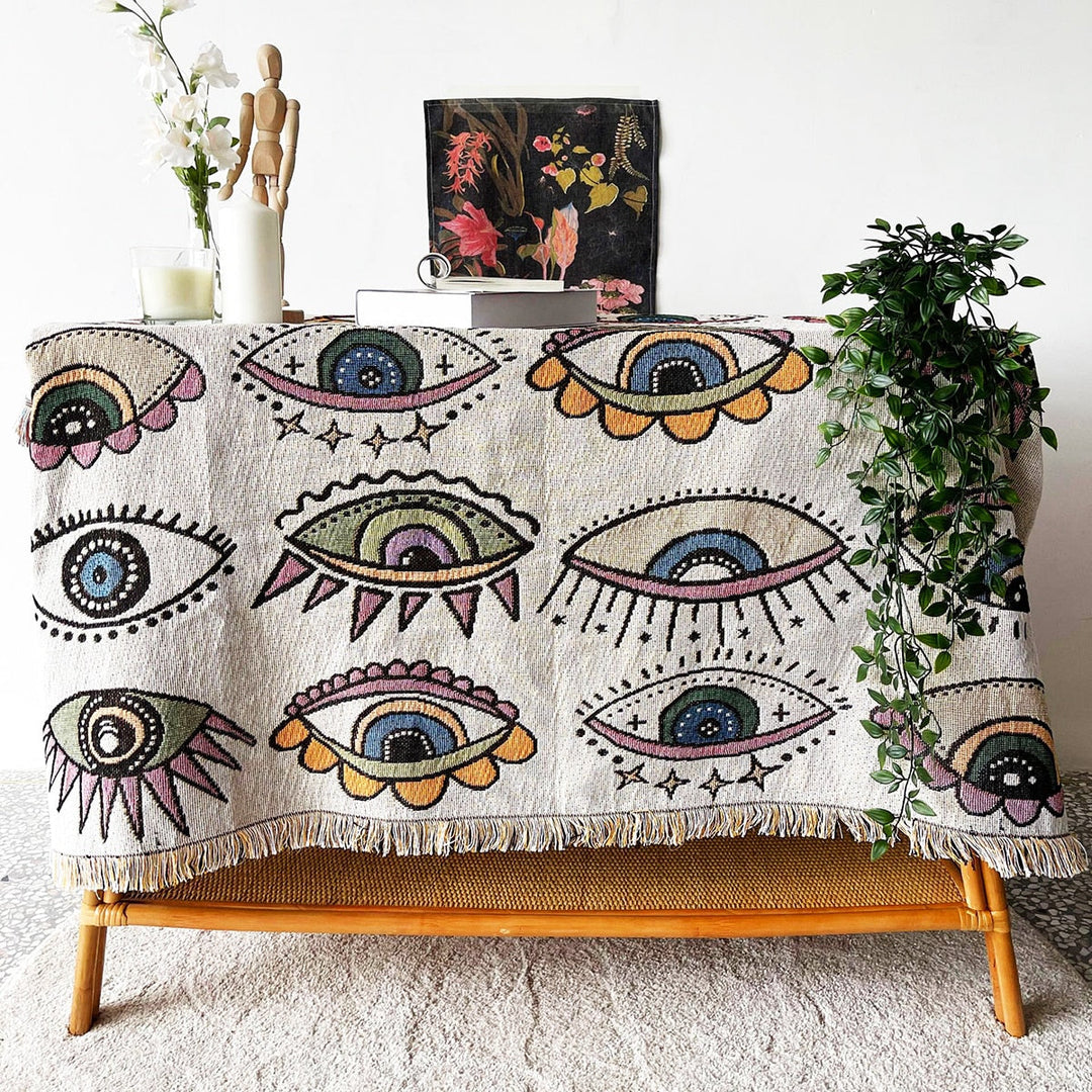 Evil Eye Beach Blanket | Cotton Fashion Towel & Camping Mat | Outdoor & Home