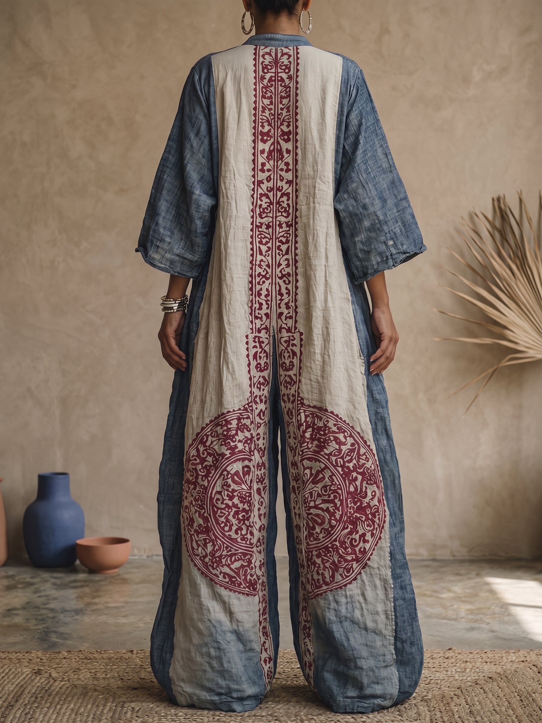 Covernorth Women’s Vintage Print Linen Jumpsuit
