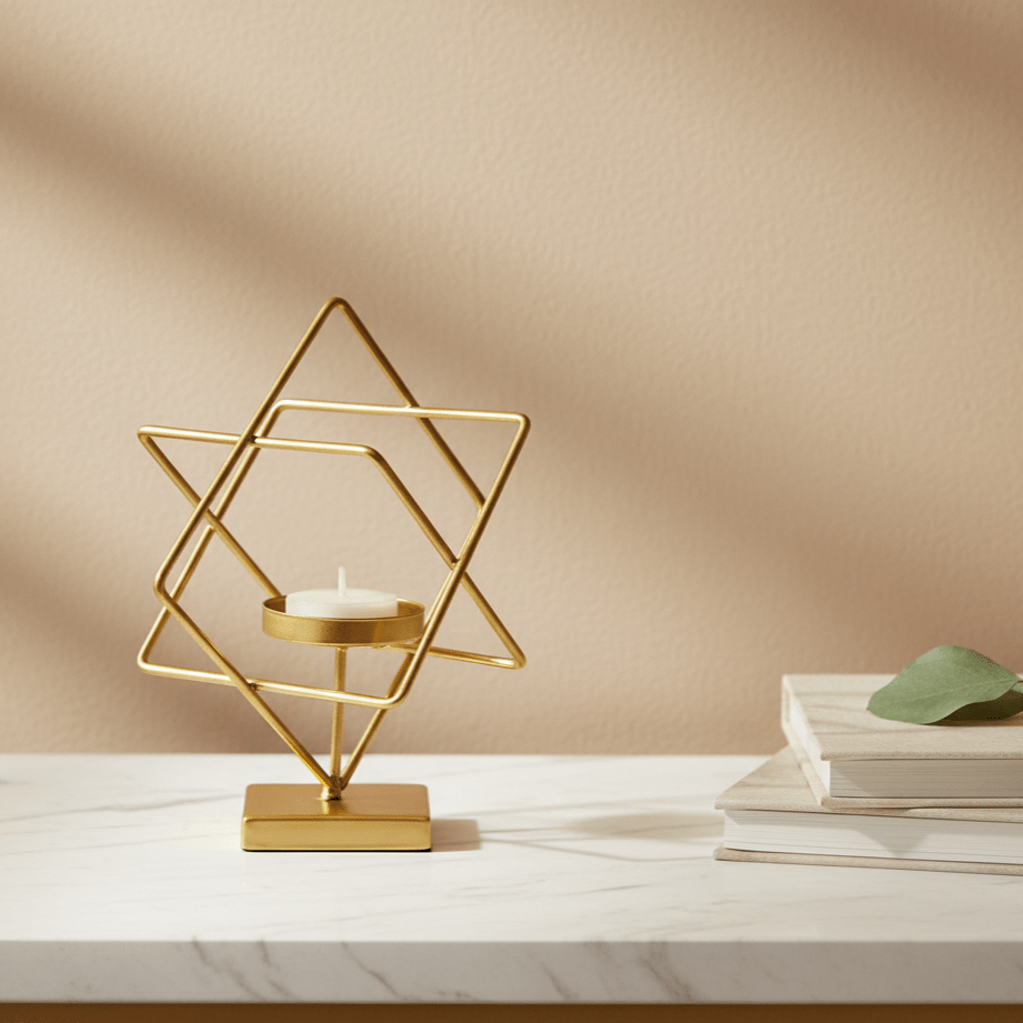 Geometry Candle Holder | Modern Metal Art | Table Decor | Gold