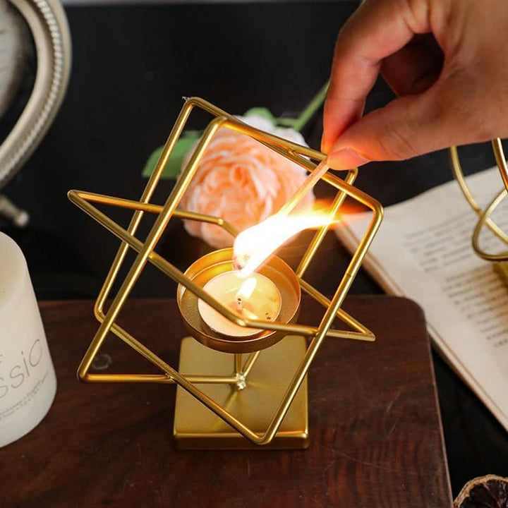 Geometry Candle Holder | Modern Metal Art | Table Decor | Gold