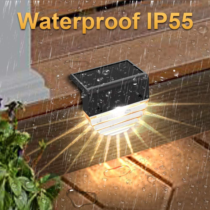 Solar Fence Lights | Waterproof, Auto On/Off | Fence, Steps | Black