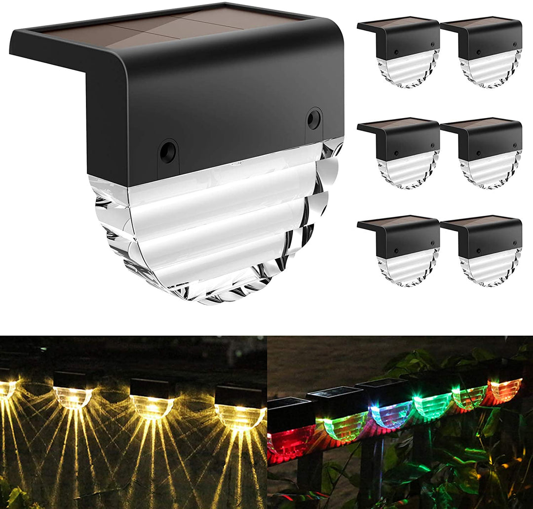 Solar Fence Lights | Waterproof, Auto On/Off | Fence, Steps | Black