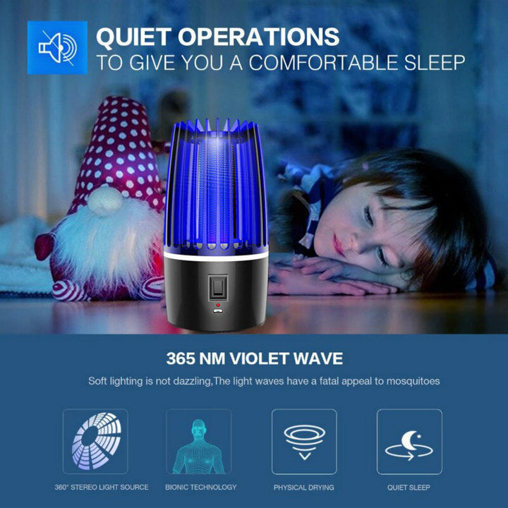 Mosquito Killer │ USB Rechargeable Bug Zapper │ Bedroom, Patio & Tent │ Black