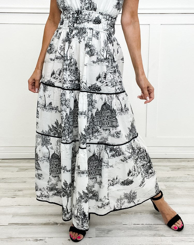 Women's Toile Print Maxi Dress