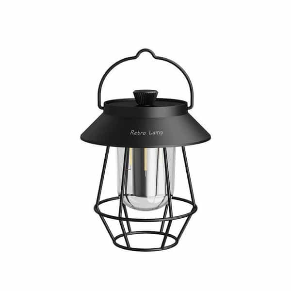 Retro Lantern Table Lamp │ Rechargeable Warm Glow │ Patio │ Black