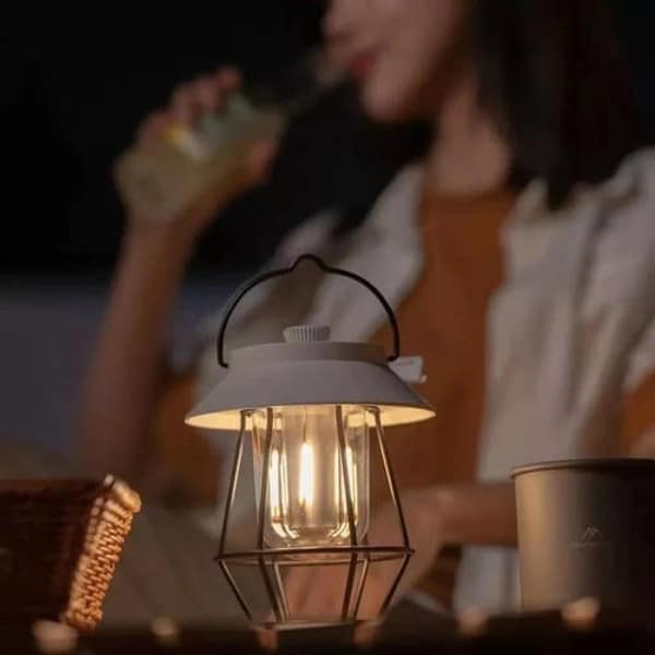 Retro Lantern Table Lamp │ Rechargeable Warm Glow │ Patio │ Black