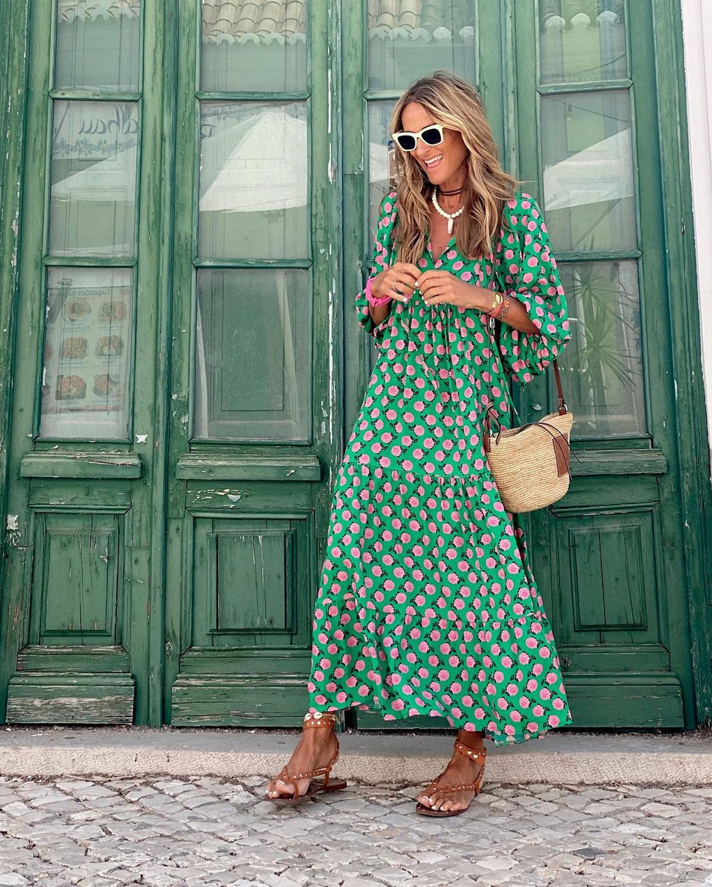 Women's Geometric Print Maxi Dress