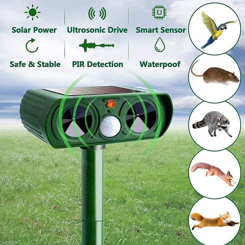 Solar Ultrasonic Outdoor Animal Repeller Garden Pest Control Device