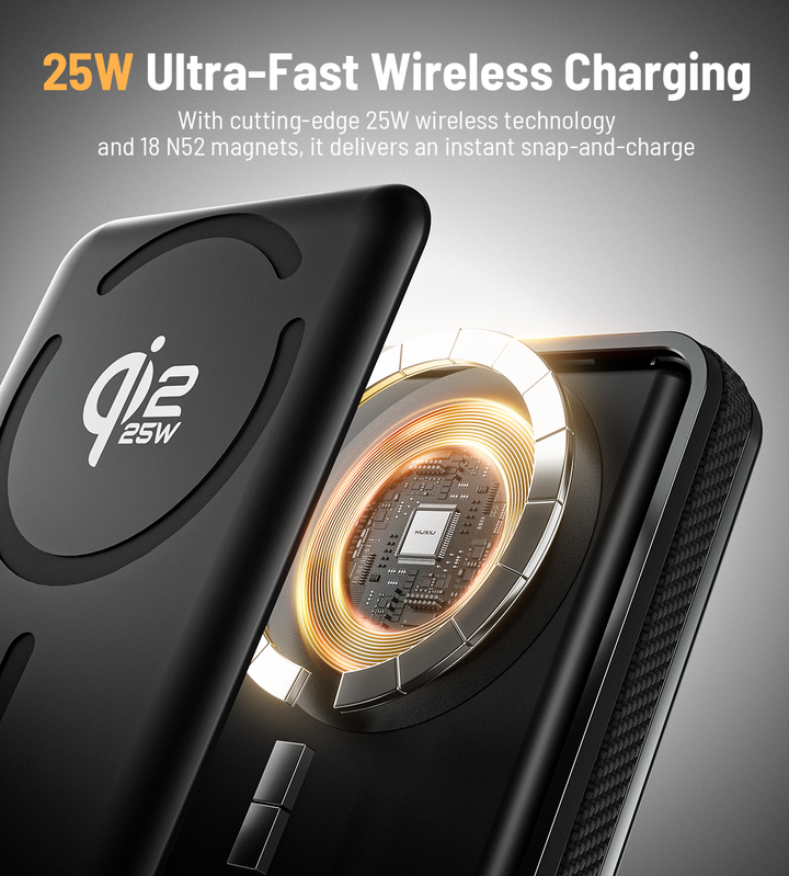 Magnetic Power Bank | Kickstand 10000mAh Fast Power | Travel & Desk | Black