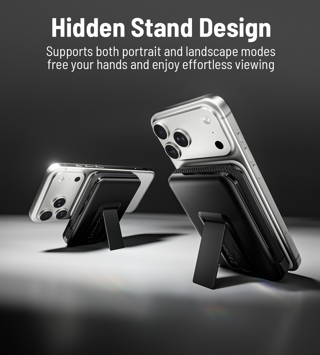 Magnetic Power Bank | Kickstand 10000mAh Fast Power | Travel & Desk | Black