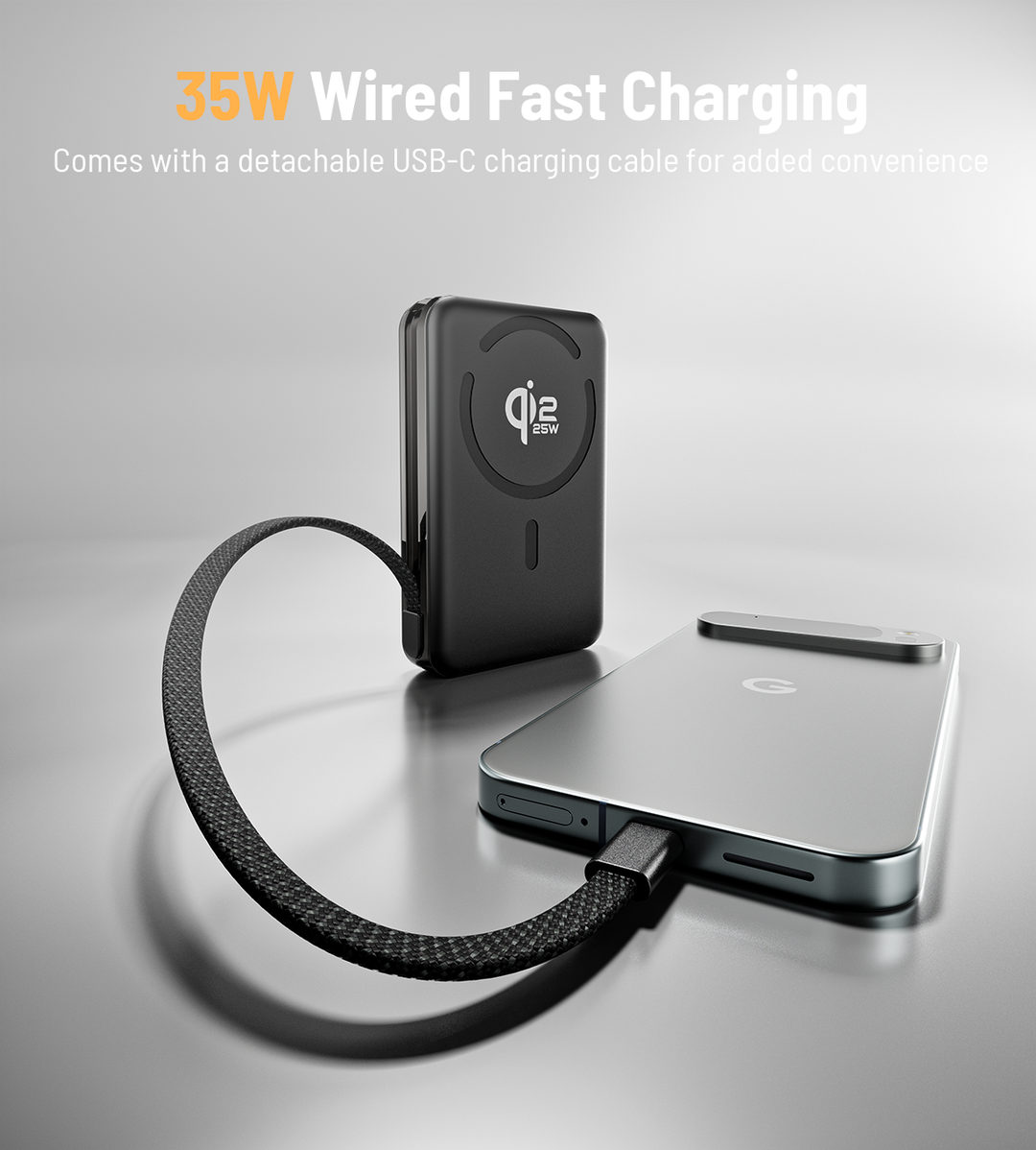 Magnetic Power Bank | Kickstand 10000mAh Fast Power | Travel & Desk | Black