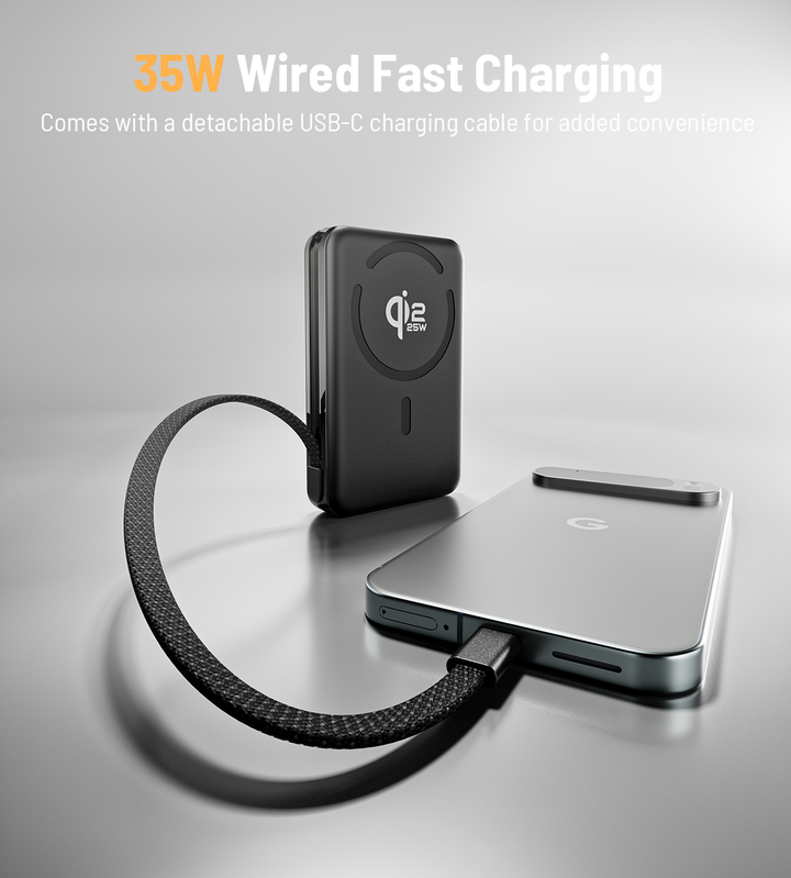 Magnetic Power Bank | Kickstand 10000mAh Fast Power | Travel & Desk | Black