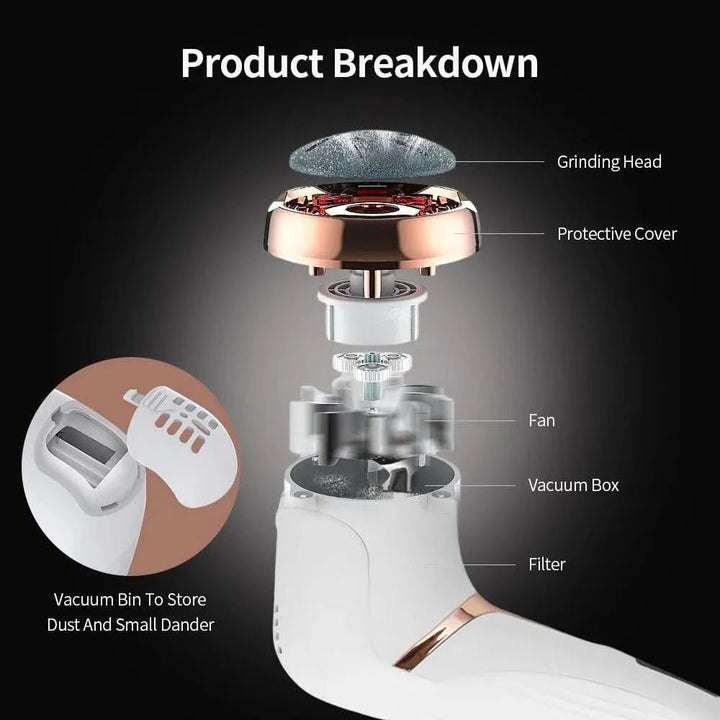 Callus Remover Foot File │ Rechargeable LED │ Home Pedicure │ White